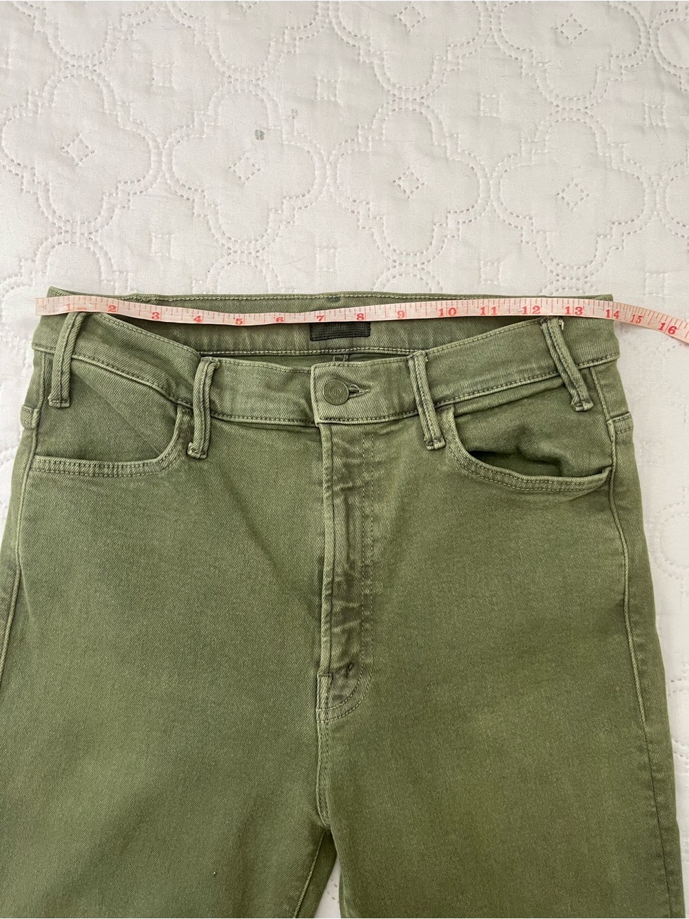 MOTHER The Hustler Ankle Fray Dark Olive Jeans - Picture 8 of 17